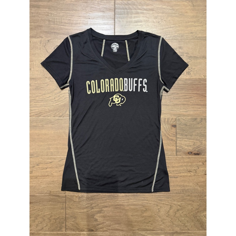 Rivalry Threads Colorado Buffs Black V-Neck Contrast Stitch Graphic Tee Medium